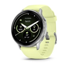 Смарт-годинник Garmin Venu 4 (45 мм) сріблястий з цитроновим силіконовим ремінцем