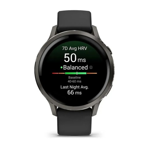 Смарт-годинник Garmin Venu 4 (41 мм) сланцевий з чорним силіконовим ремінцем