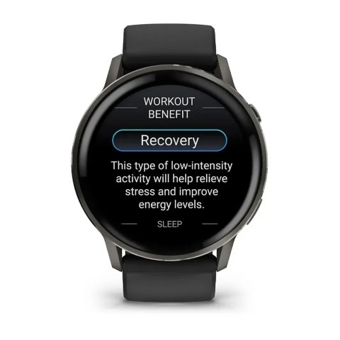 Смарт-годинник Garmin Venu 4 (45 мм) сланцевий з чорним силіконовим ремінцем