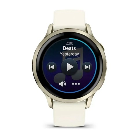 Смарт-годинник Garmin Venu 4 (41 мм) місячне золото з силіконовим ремінцем кольору слонової кістки