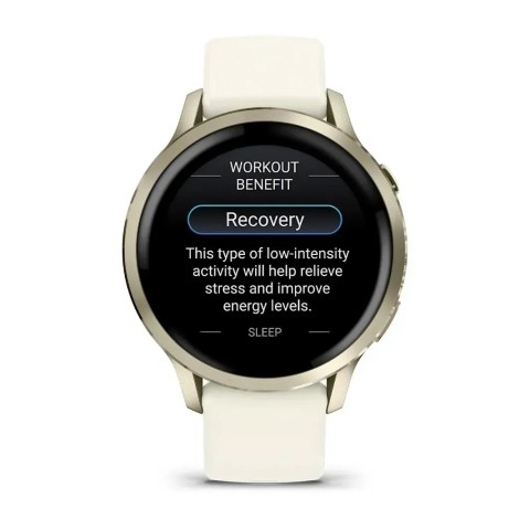 Смарт-годинник Garmin Venu 4 (41 мм) місячне золото з силіконовим ремінцем кольору слонової кістки