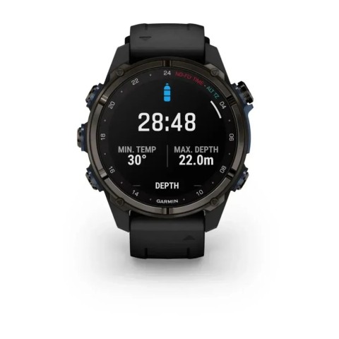 Смарт-годинник Garmin Descent Mk3i (43 мм) карбоново-сірий DLC титановий з чорним силіконовим ремінцем