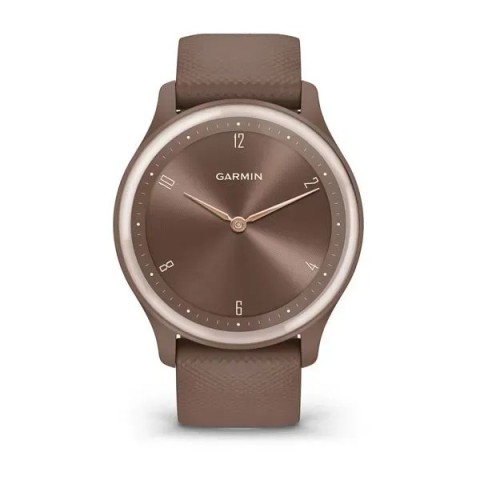 Смарт-годинник Garmin vivomove Sport кольору какао із силіконовим ремінцем і персиково-золотистими вставками