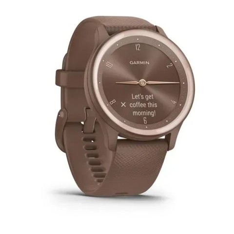 Смарт-годинник Garmin vivomove Sport кольору какао із силіконовим ремінцем і персиково-золотистими вставками