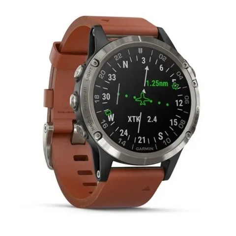Смарт-годинник Garmin D2 Delta з коричневим шкіряним ремінцем для авіаторів