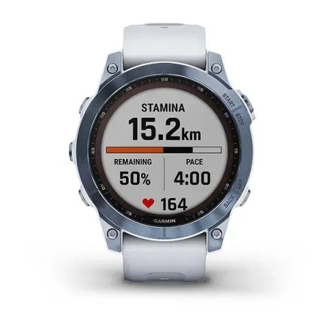 Смарт-годинник Garmin fenix 7 Sapphire Solar мінерально-синій титановий DLC з ремінцем кольору білого каменю
