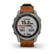 Смарт-годинник Garmin fenix 7 Sapphire Solar титановий з каштановим шкіряним ремінцем