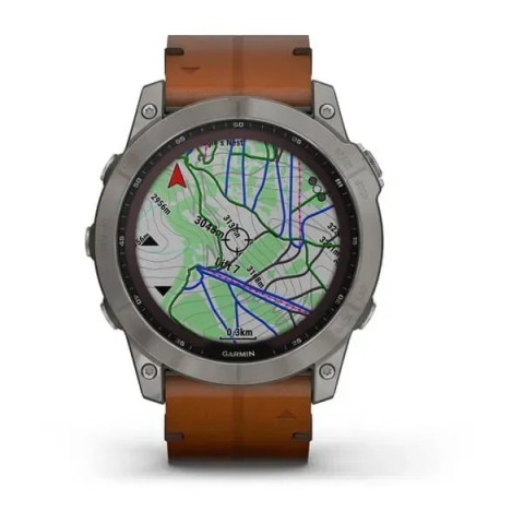Смарт-годинник Garmin fenix 7X Sapphire Solar титановий з каштановим шкіряним ремінцем