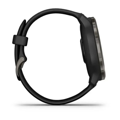 Смарт-годинник Garmin Venu 2 чорний із чорним безелем і шкіряним ремінцем