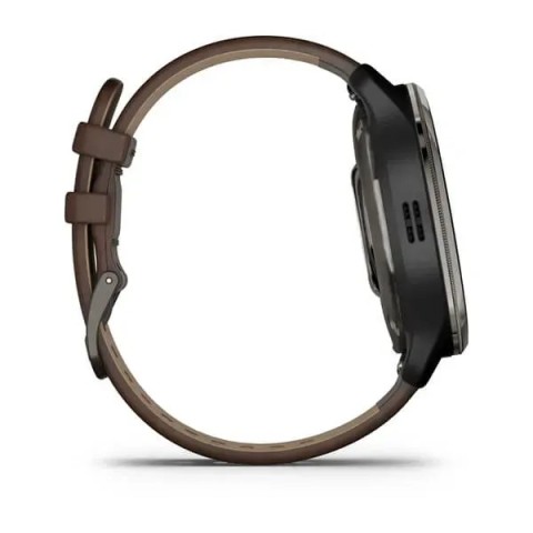 Смарт-годинник Garmin Venu 2 Plus графітовий з коричневим шкіряним ремінцем