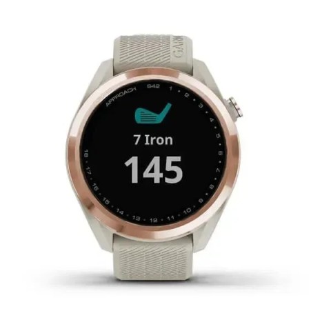 Смарт-годинник Garmin Approach S42 рожеве золото зі світло-пісочним ремінцем