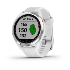 Смарт-годинник Garmin Approach S42 поліроване срібло з білим ремінцем