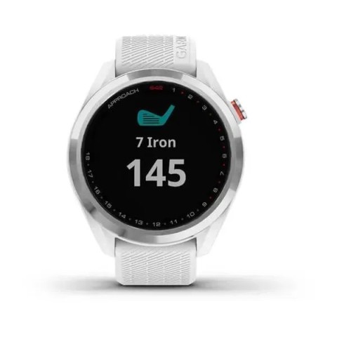 Смарт-годинник Garmin Approach S42 поліроване срібло з білим ремінцем