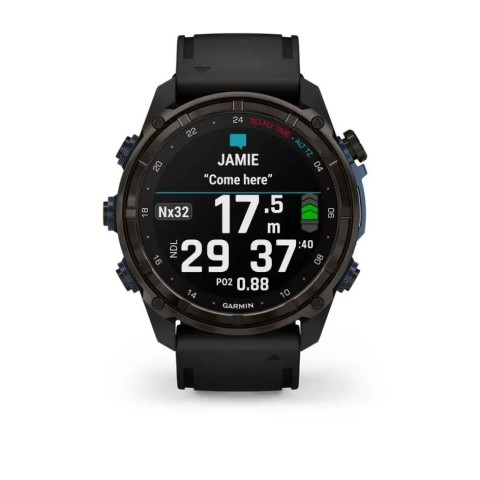 Смарт-годинник Garmin Descent Mk3i (51 мм) карбоново-сірий DLC титановий з чорним силіконовим ремінцем