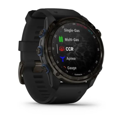 Смарт-годинник Garmin Descent Mk3i (51 мм) карбоново-сірий DLC титановий з чорним силіконовим ремінцем
