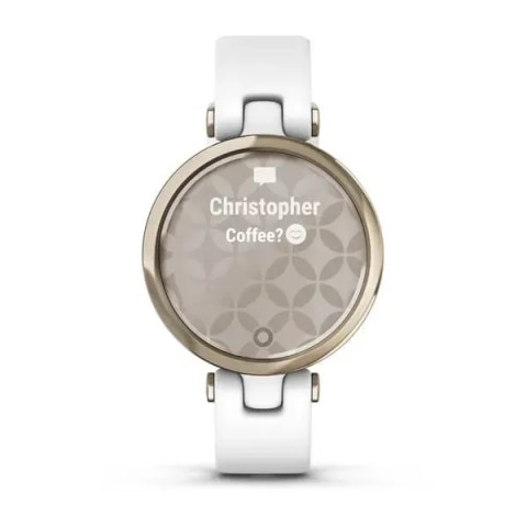 Смарт-годинник Garmin Lily Sport з кремово-золотистим безелем, білим корпусом та силіконовим ремінцем