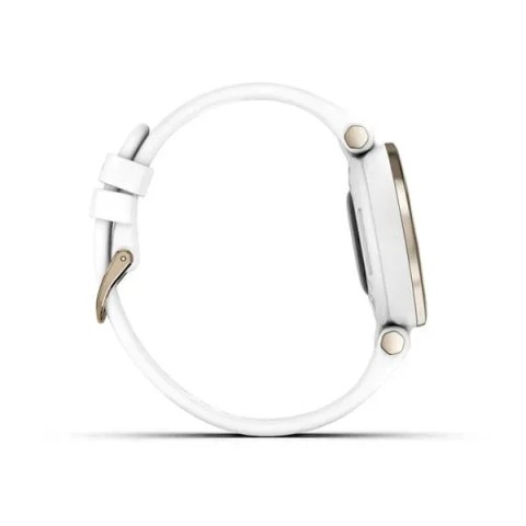 Смарт-годинник Garmin Lily Sport з кремово-золотистим безелем, білим корпусом та силіконовим ремінцем