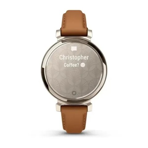 Смарт-годинник Garmin Lily 2 Classic кремово-золотистий із смаглявим шкіряним ремінцем