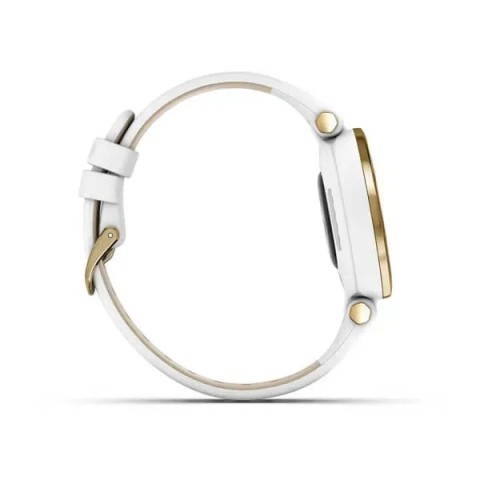 Смарт-годинник Garmin Lily Classic зі світло-золотистим безелем, білим корпусом та італійським шкіряним ремінцем