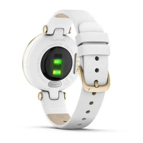 Смарт-годинник Garmin Lily Classic зі світло-золотистим безелем, білим корпусом та італійським шкіряним ремінцем