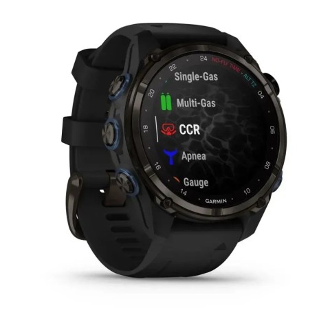 Смарт-годинник Garmin Descent Mk3i (43 мм) карбоново-сірий DLC титановий з чорним силіконовим ремінцем і Descent T2 Transceiver