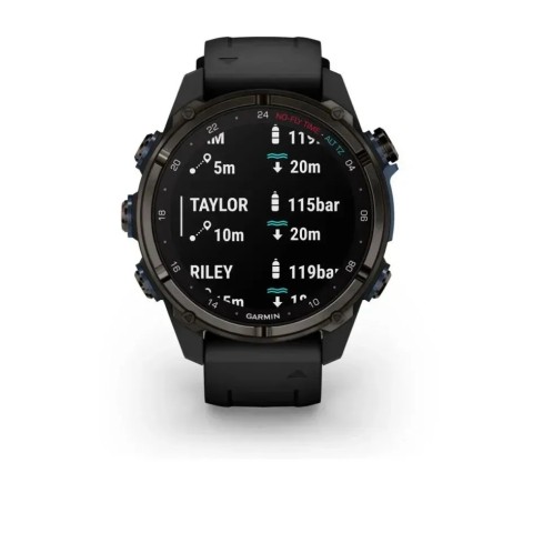 Смарт-годинник Garmin Descent Mk3i (43 мм) карбоново-сірий DLC титановий з чорним силіконовим ремінцем і Descent T2 Transceiver