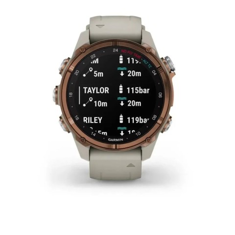 Смарт-годинник Garmin Descent Mk3i (43 мм) бронзовий PVD титановий із силіконовим ремінцем кольору французький сірий і Descent T