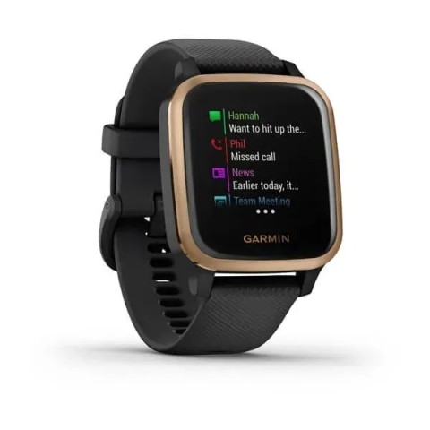 Смарт-годинник Garmin Venu Sq Music Edition чорний з рожево-золотистим безелем