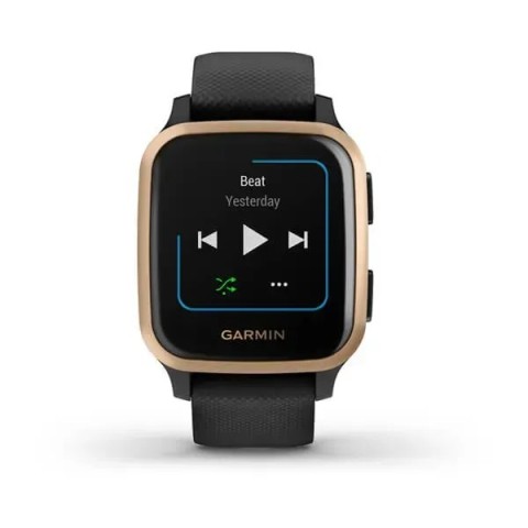 Смарт-годинник Garmin Venu Sq Music Edition чорний з рожево-золотистим безелем