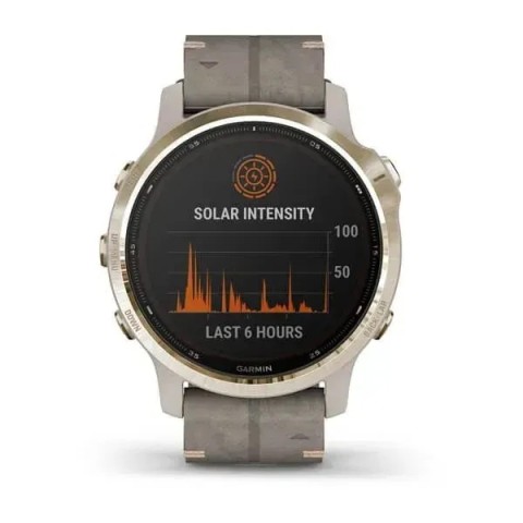 Смарт-годинник Garmin fenix 6S Pro Solar Edition світло-золотистий з сірим замшевим ремінцем