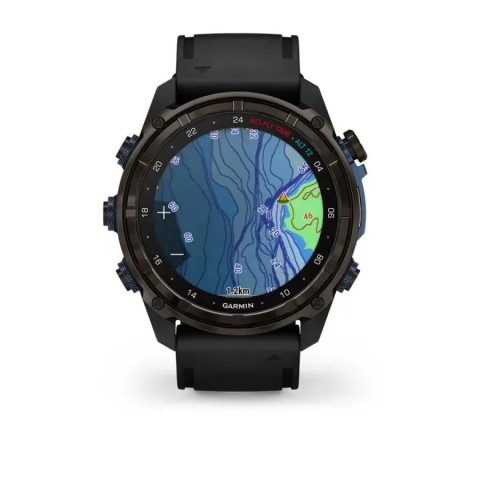 Смарт-годинник Garmin Descent Mk3i (51 мм) карбоново-сірий DLC титановий з чорним силіконовим ремінцем і Descent T2 Transceiver