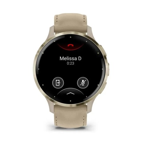 Смарт-годинник Garmin Venu 3s французький сірий із золотистим сталевим безелем і шкіряним ремінцем