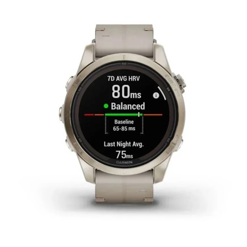 Смарт-годинник Garmin fenix 7S Pro Sapphire Solar Edition ніжно-золотистий зі шкіряним ремінцем кольору вапняка