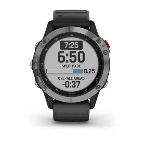Смарт-годинник Garmin fenix 6 Solar сріблястий з чорним ремінцем