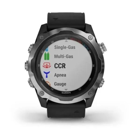 Смарт-годинник Garmin Descent Mk2 з нержавіючої сталі з чорним ремінцем