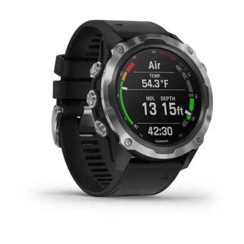 Смарт-годинник Garmin Descent Mk2 з нержавіючої сталі з чорним ремінцем