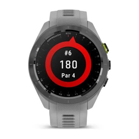 Смарт-годинник Garmin Approach S70 (42 мм) з чорним керамічним безелем та сірим ремінцем