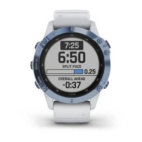 Смарт-годинник Garmin fenix 6 Pro Solar Edition мінерально-синій з білим ремінцем