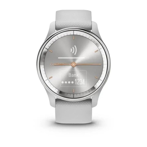 Смарт-годинник Garmin vivomove Trend із сріблястим сталевим безелем, сірими корпусом та ремінцем