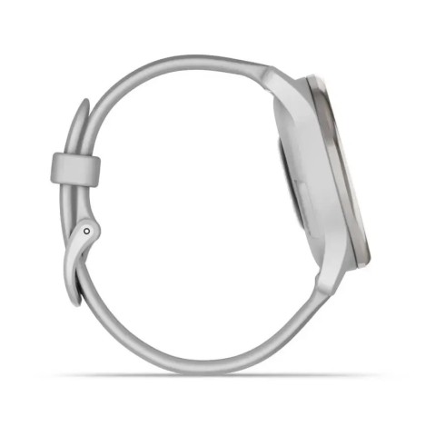 Смарт-годинник Garmin vivomove Trend із сріблястим сталевим безелем, сірими корпусом та ремінцем