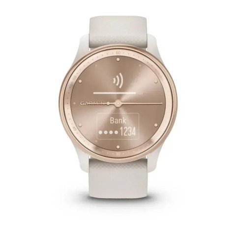Смарт-годинник Garmin vivomove Trend із персиково-золотистим сталевим безелем, корпусом та ремінцем кольору айворі