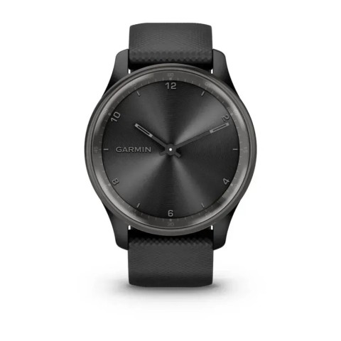 Смарт-годинник Garmin vivomove Trend із грифельним сталевим безелем, чорними корпусом та ремінцем