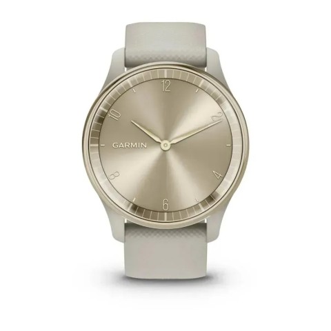 Смарт-годинник Garmin vivomove Trend з кремово-золотистим сталевим безелем, корпусом та ремінцем кольору французький сірий