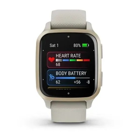 Смарт-годинник Garmin Venu Sq 2 Music Edition французький сірий з кремово-золотистим безелем