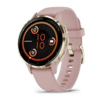 Смарт-годинник Garmin Venu 3s припилено-рожевий із золотистим сталевим безелем і силіконовим ремінцем