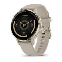 Смарт-годинник Garmin Venu 3s французький сірий із золотистим сталевим безелем і силіконовим ремінцем