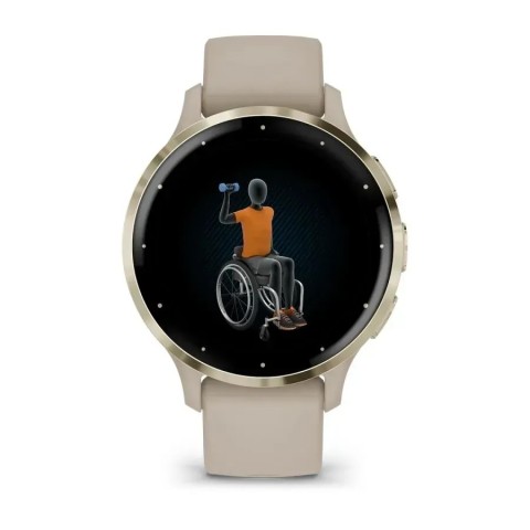 Смарт-годинник Garmin Venu 3s французький сірий із золотистим сталевим безелем і силіконовим ремінцем