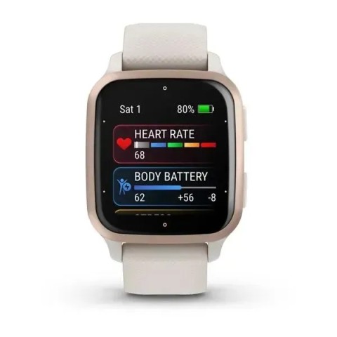 Смарт-годинник Garmin Venu Sq 2 Music Edition айворі з персиково-золотистим безелем