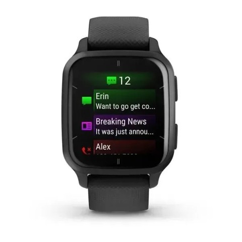 Смарт-годинник Garmin Venu Sq 2 Music Edition чорний з грифельним безелем