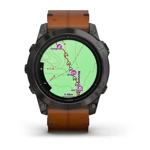 Смарт-годинник Garmin epix Pro Gen 2 Sapphire Edition (51 мм) карбоново-сірий титановий DLC з каштановим шкіряним ремінцем